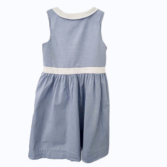 Girls Cyrillus Paris Blue & White Striped Dress Size 8 - Picture 2 of 4